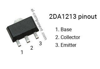 Pinout of the 2DA1213 smd sot-89 transistor