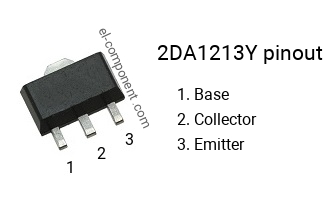 Pinout of the 2DA1213Y smd sot-89 transistor