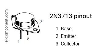 Pinout of the 2N3713 transistor