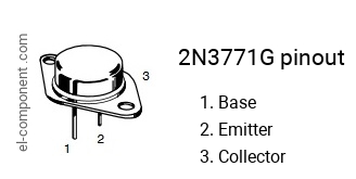 Diagrama de pines del 2N3771G 