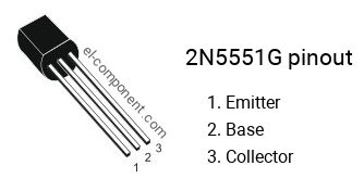 Diagrama de pines del 2N5551G , marking 2N 5551G