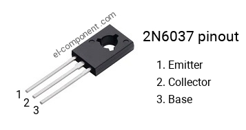 Pinout of the 2N6037 transistor