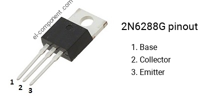 Pinout of the 2N6288G transistor