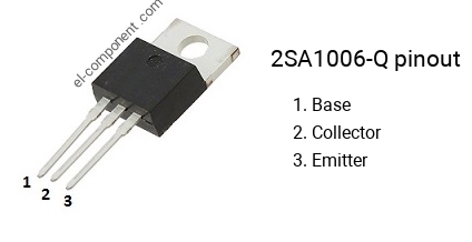 Pinout of the 2SA1006-Q transistor, marking A1006-Q