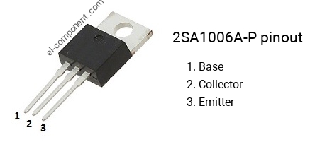 Pinout of the 2SA1006A-P transistor, marking A1006A-P