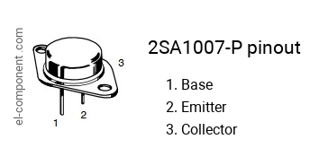 Pinout of the 2SA1007-p transistor, marking A1007-p