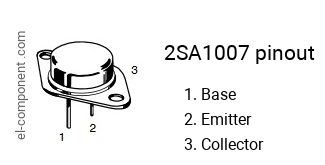 Diagrama de pines del 2SA1007 , marcado A1007