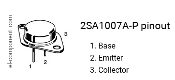 Pinout of the 2SA1007A-p transistor, marking A1007A-p