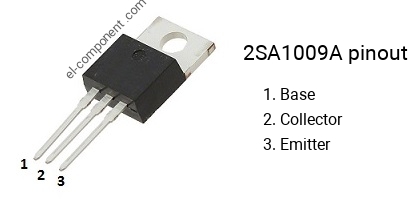 Pinout of the 2SA1009A transistor, marking A1009A