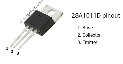 Pinout of the 2SA1011D transistor, marking A1011D