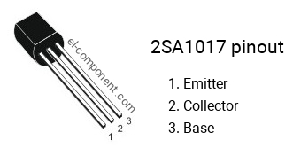 Diagrama de pines del 2SA1017 , marcado A1017