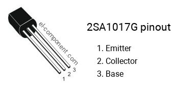 Pinout of the 2SA1017G transistor, marking A1017G