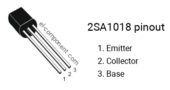 Diagrama de pines del 2SA1018 , marcado A1018