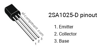 Pinout of the 2SA1025-D transistor, marking A1025-D