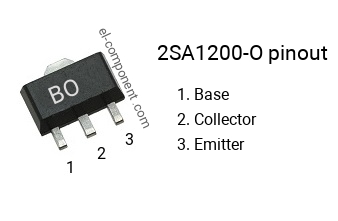 Diagrama de pines del 2SA1200-O smd sot-89 , smd marking code BO