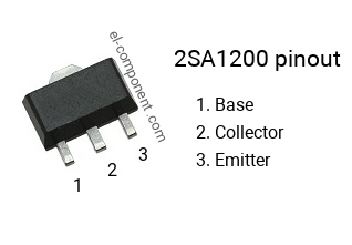 Diagrama de pines del 2SA1200 smd sot-89 , marcado A1200