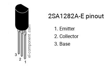 Pinout of the 2SA1282A-E transistor, marking A1282A-E