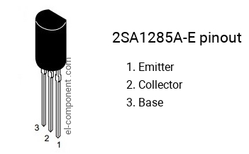 Pinout of the 2SA1285A-E transistor, marking A1285A-E