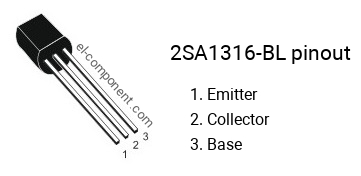 Diagrama de pines del 2SA1316-BL , marcado A1316-BL