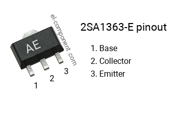 Diagrama de pines del 2SA1363-E smd sot-89 , smd marking code AE