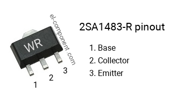 Diagrama de pines del 2SA1483-R smd sot-89 , smd marking code WR