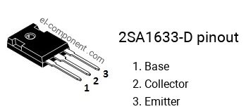 Diagrama de pines del 2SA1633-D , marcado A1633-D