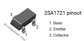 Diagrama de pines del 2SA1721 smd sot-23 , marcado A1721