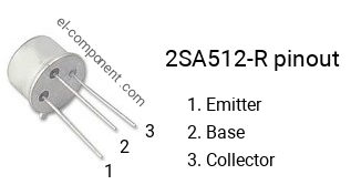 Pinout of the 2SA512-R transistor, marking A512-R