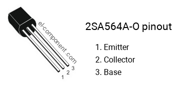 Pinout of the 2SA564A-O transistor, marking A564A-O