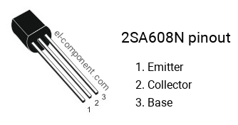 Pinout of the 2SA608N transistor, marking A608N