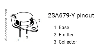 Pinout of the 2SA679-Y transistor, marking A679-Y