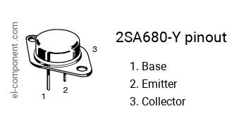 Pinout of the 2SA680-Y transistor, marking A680-Y