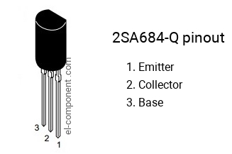 Pinout of the 2SA684-Q transistor, marking A684-Q