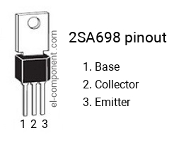 Diagrama de pines del 2SA698 , marcado A698