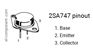 Pinout of the 2SA747 transistor, marking A747