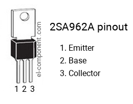 Pinout of the 2SA962A transistor, marking A962A