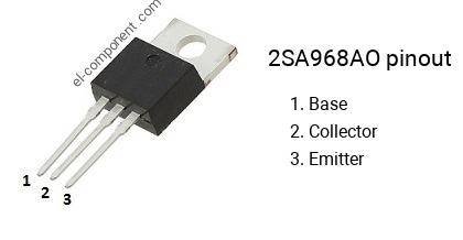 Pinout of the 2SA968AO transistor, marking A968AO