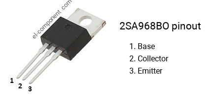 Pinout of the 2SA968BO transistor, marking A968BO