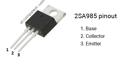 Pinout of the 2SA985 transistor, marking A985