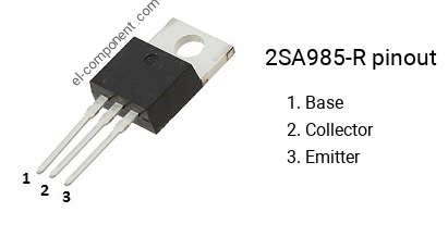 Pinout of the 2SA985-R transistor, marking A985-R