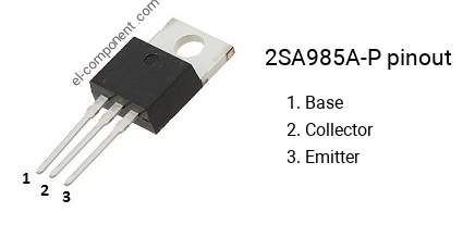 Pinout of the 2SA985A-P transistor, marking A985A-P