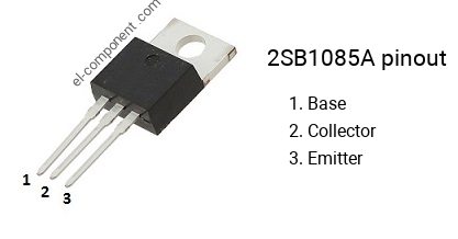 Pinout of the 2SB1085A transistor, marking B1085A