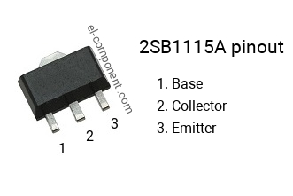Pinout of the 2SB1115A smd sot-89 transistor, marking B1115A