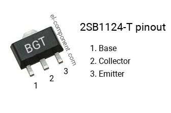 Pinbelegung des 2SB1124-T smd sot-89 , smd marking code BGT