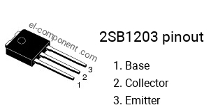 Diagrama de pines del 2SB1203 , marcado B1203