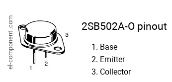 Pinout of the 2SB502A-O transistor, marking B502A-O