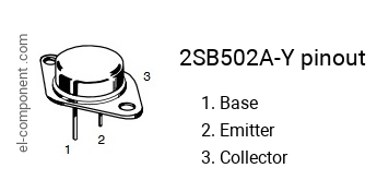 Pinout of the 2SB502A-Y transistor, marking B502A-Y