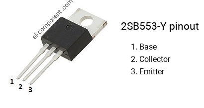 Pinout of the 2SB553-Y transistor, marking B553-Y