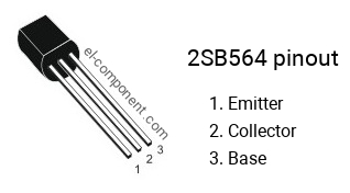 Pinout of the 2SB564 transistor, marking B564