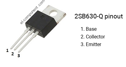 Pinout of the 2SB630-Q transistor, marking B630-Q